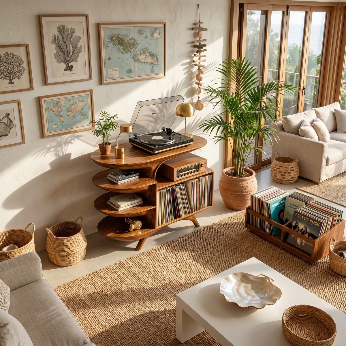 Modern Wooden Record Stand For Bedroom Interior Design Style - Image 2