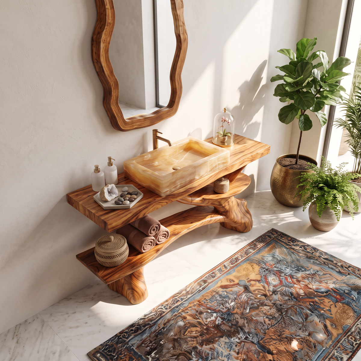 Modern Live Edge Tree Trunk Vanity For Contemporary Bathroom Furniture - Image 2
