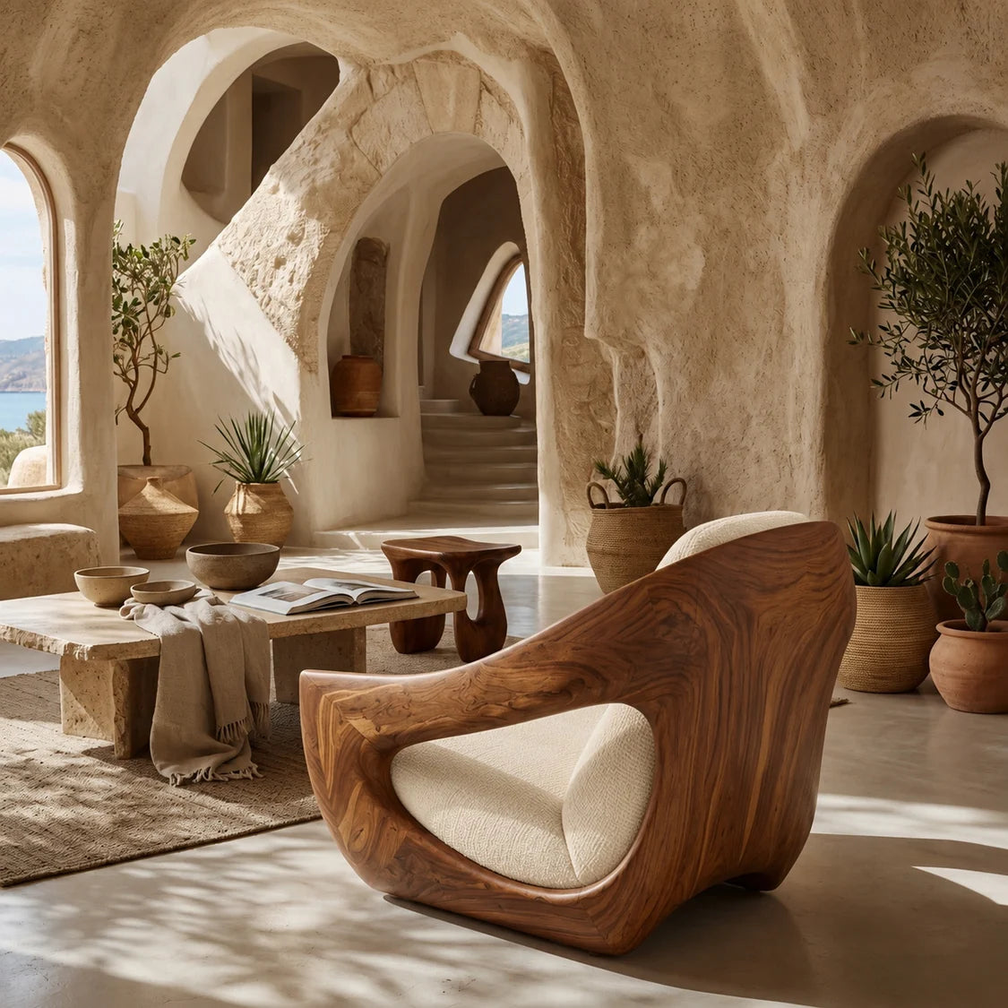 Artistic Natural Wood Chair For Contemporary Living Room - Image 2