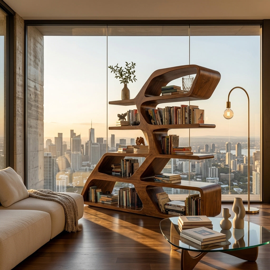 Modern Sculptural Bookshelf For Living Room Decor - Image 2