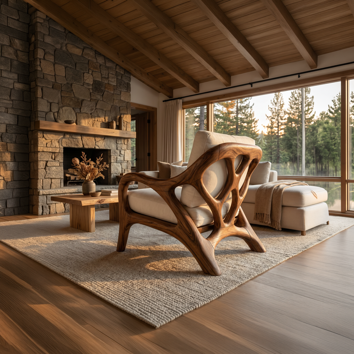 Organic Modern Sculptural Lounge Chair Luxury Living Room - Image 3