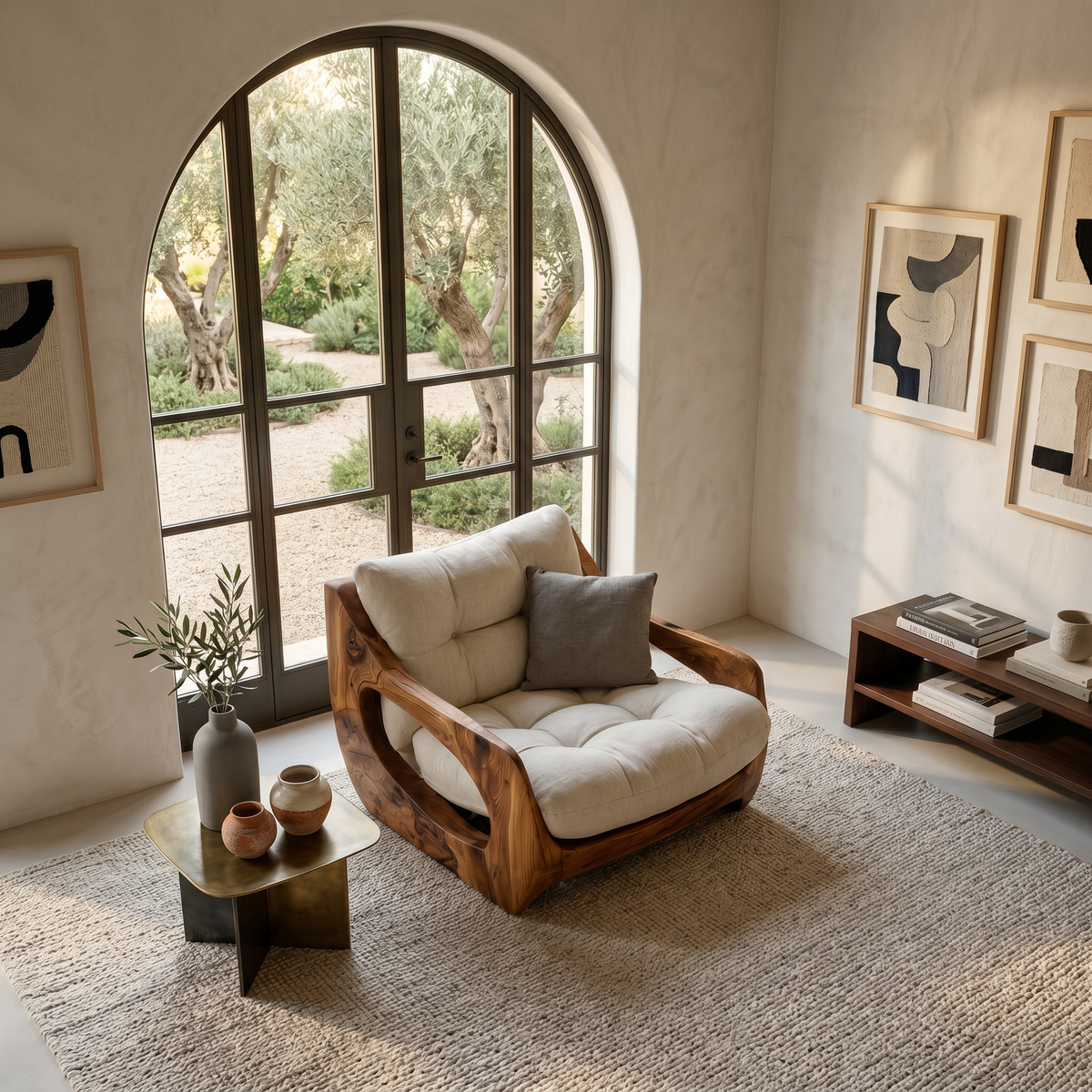 Modern Organic Lounge Seating With Carved Form For Living Room - Image 2