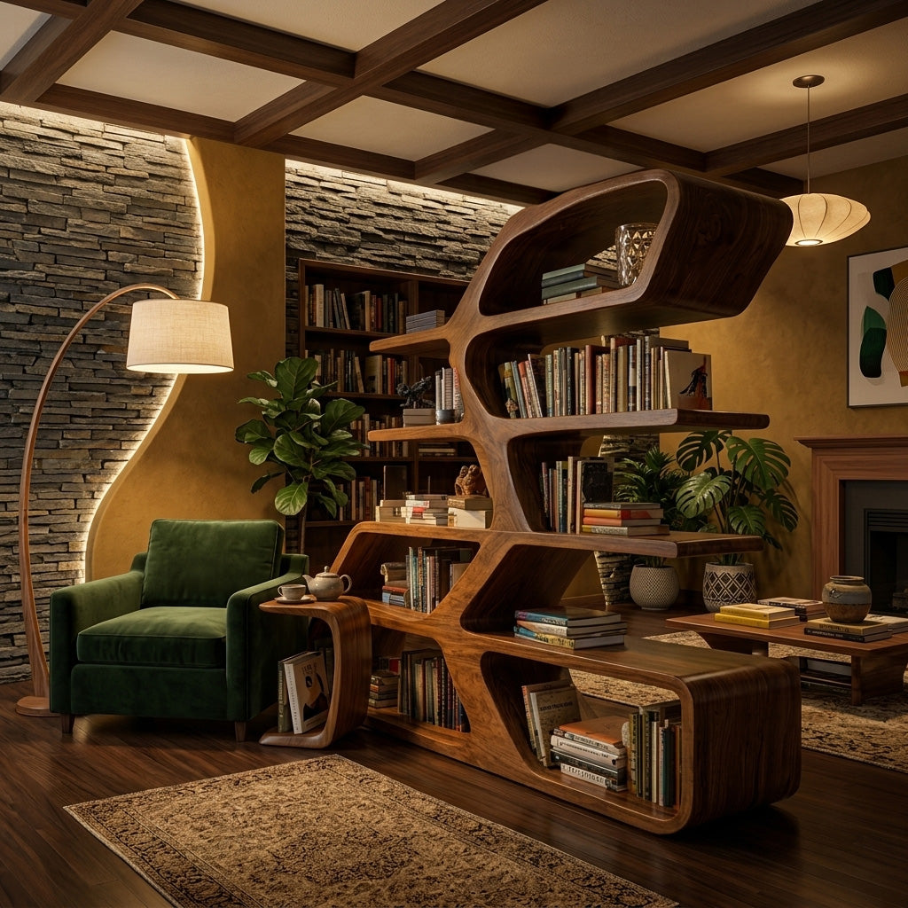 Modern Sculptural Bookshelf For Living Room Decor - Image 3