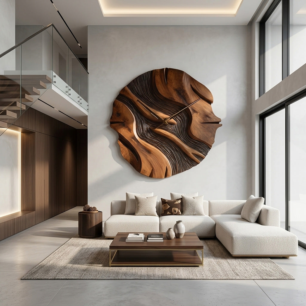 Organic Sculptural Wooden Wall Clock For Living Room - Image 4