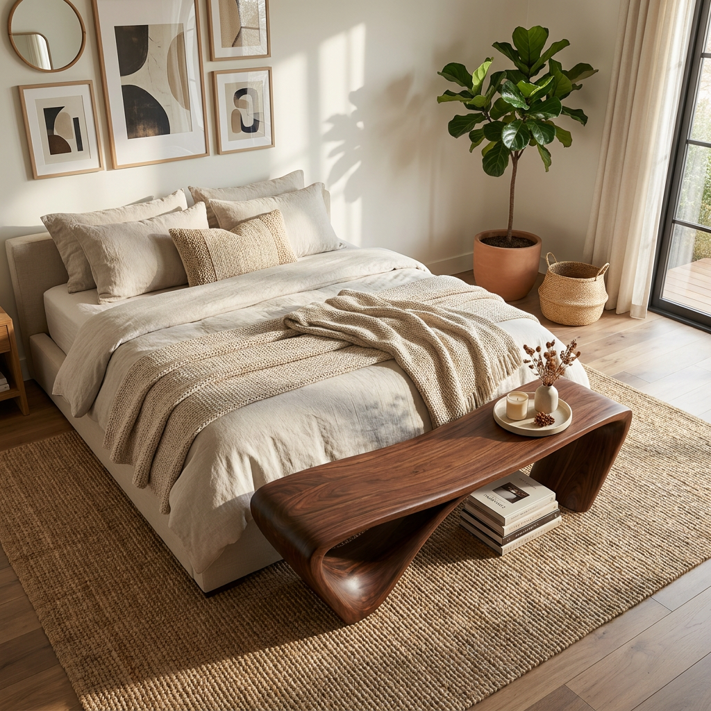 Modern Sculptural Bench For Entryway Or Living Room - Image 3