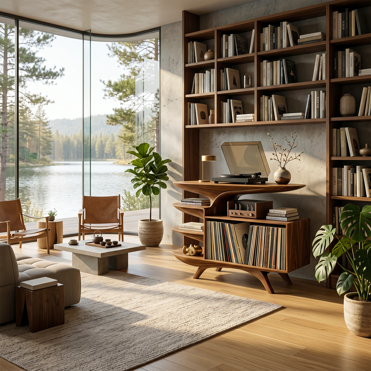 Modern Wooden Record Stand For Bedroom Interior Design Style - Image 3