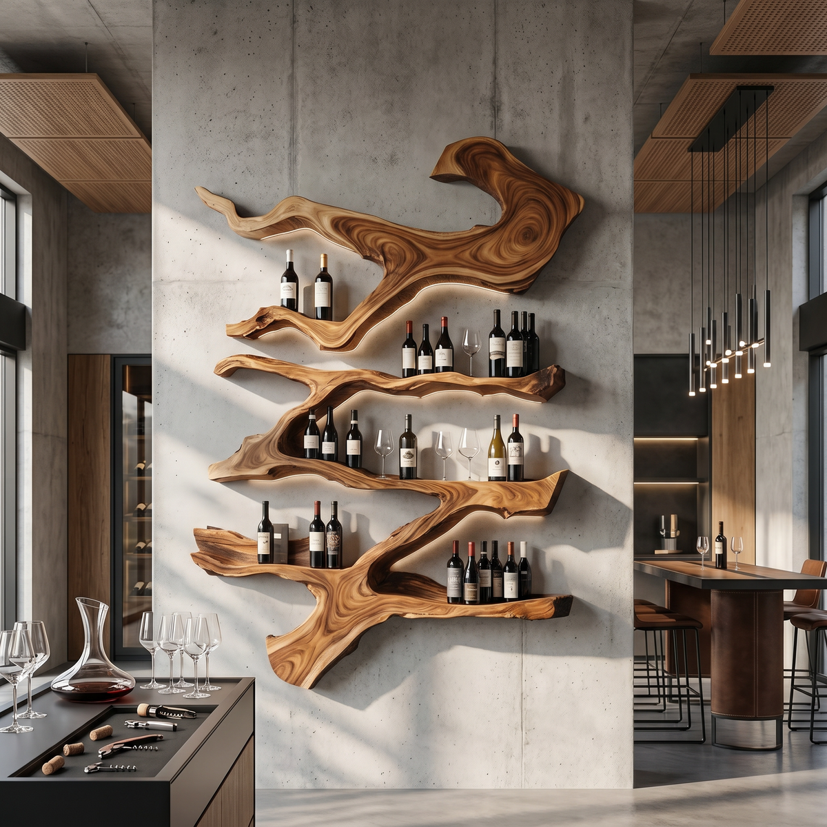Farmhouse Wine Holder For Furniture Wine Rack Display - Image 3