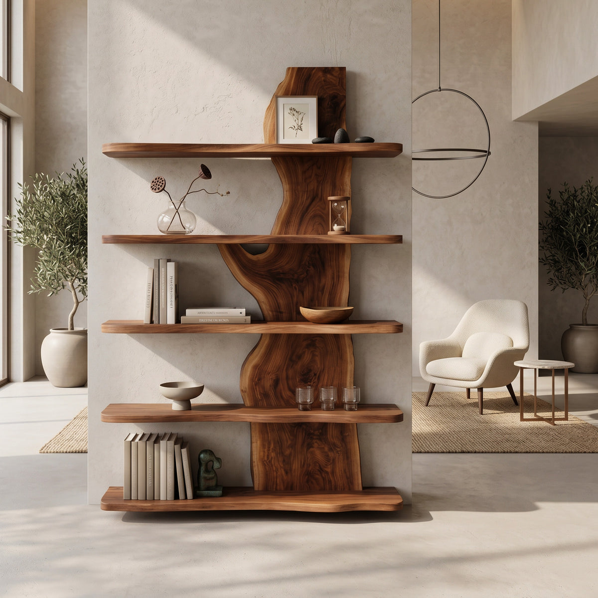 Handcrafted Natural Wood Standing Shelf For Home Storage - Image 3