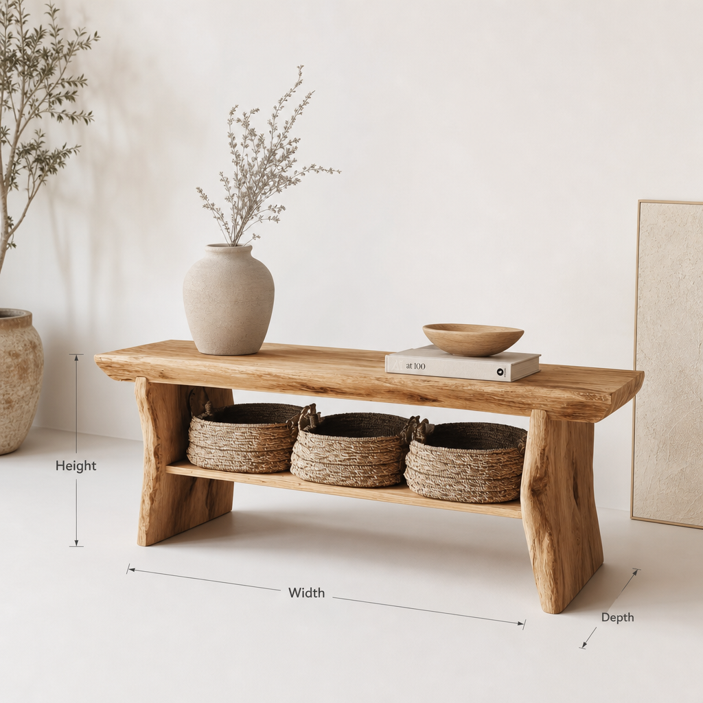 Live Edge Wooden Entryway Bench - Image 2