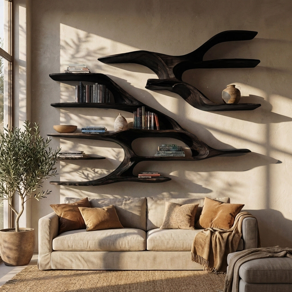 Contemporary Wooden Wall Shelf For Living Room Decor - Image 4