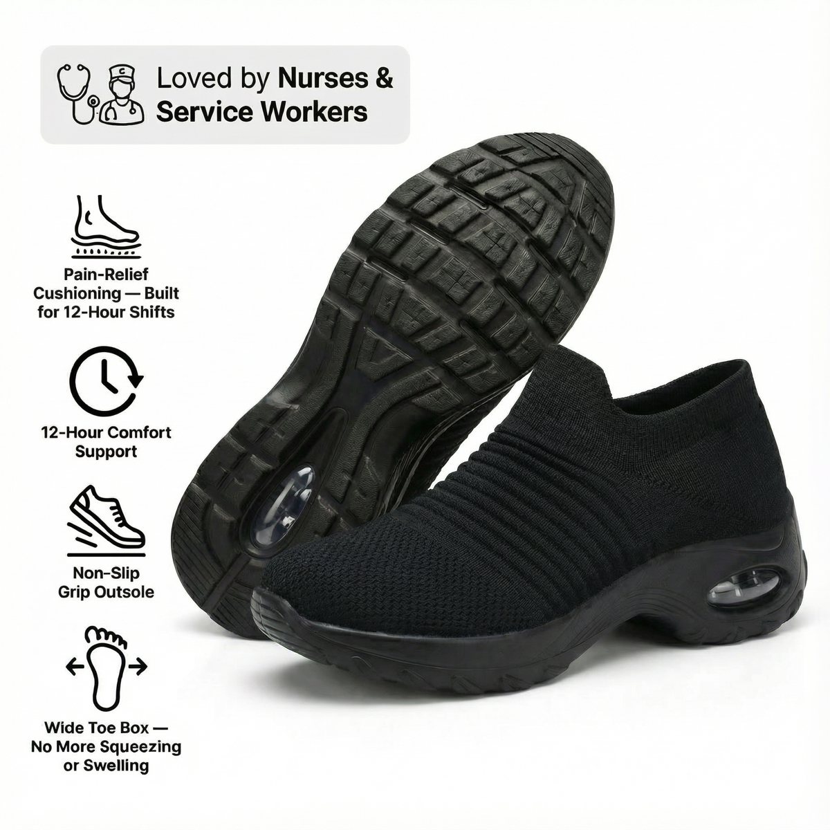 Breathable No-Tie Stretch Shoes – Women's Knit Slip-On Sneakers