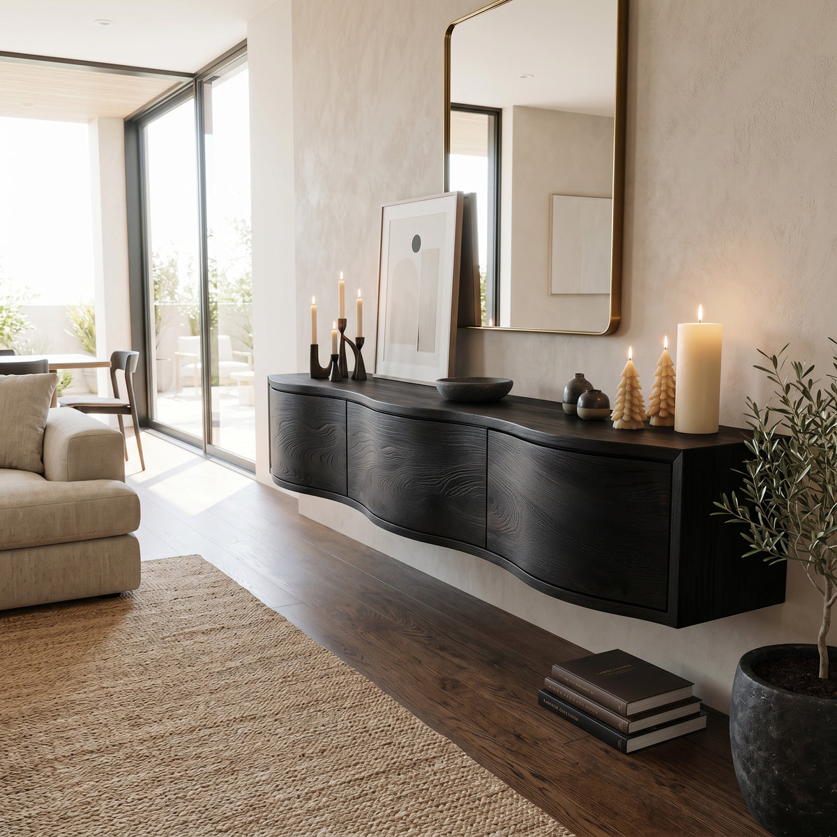 Modern Floating TV Shelf For Holiday Decoration - Image 2