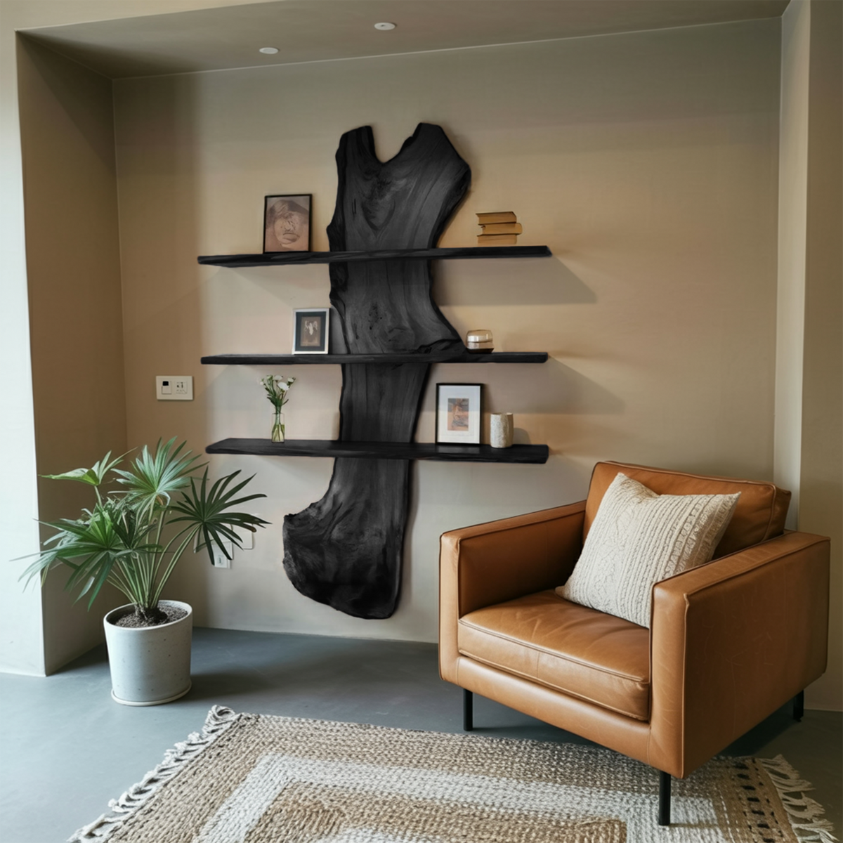 Rustic Live Edge Wall Shelf For Modern Living Room And Entryway - Image 4