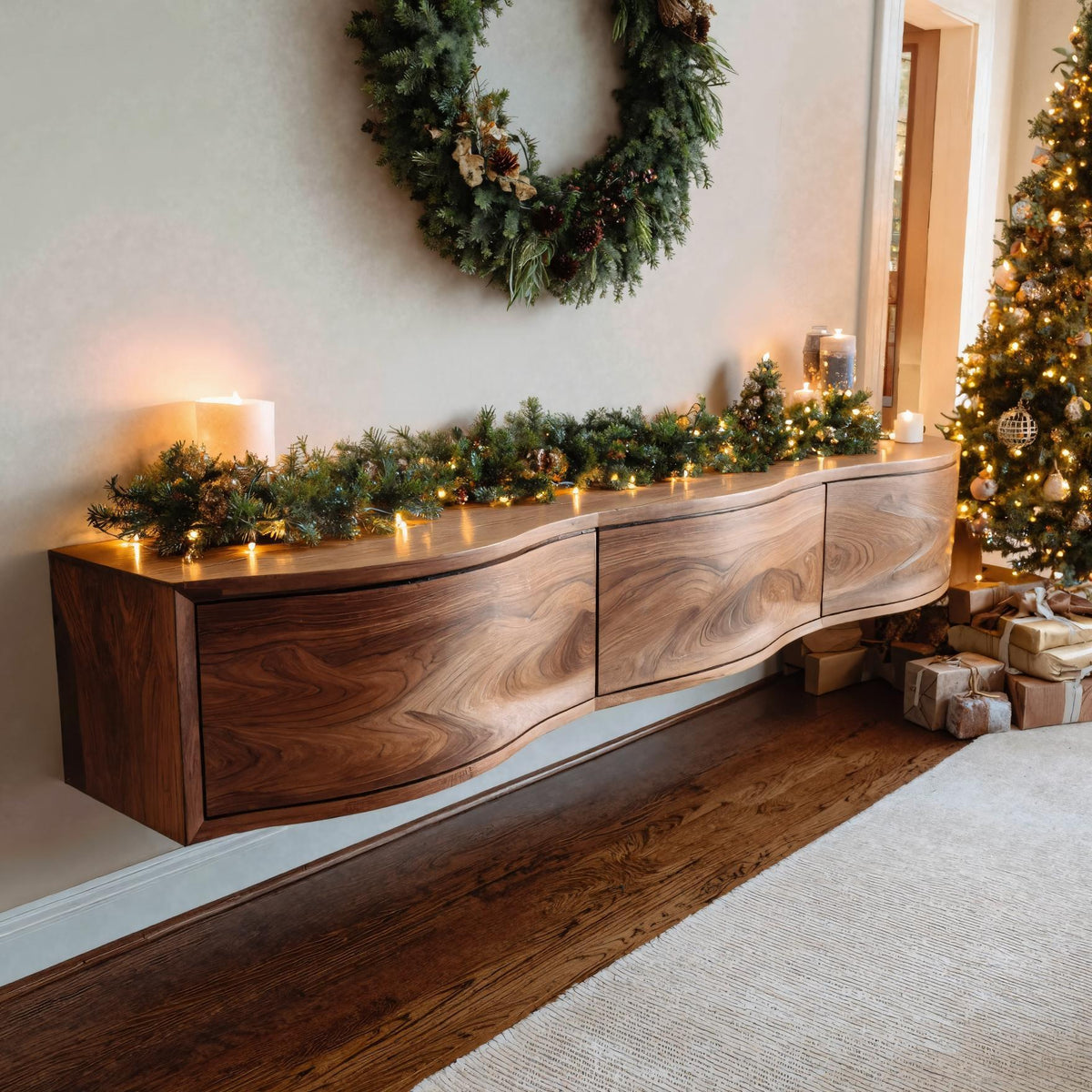 Modern Floating TV Shelf For Holiday Decoration - Image 4
