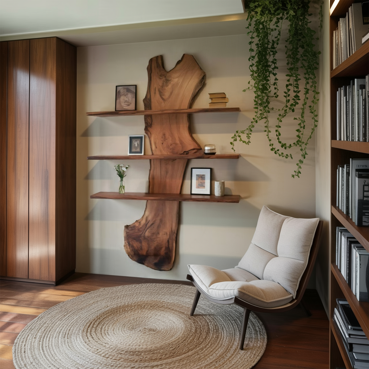 Rustic Live Edge Wall Shelf For Modern Living Room And Entryway - Image 6