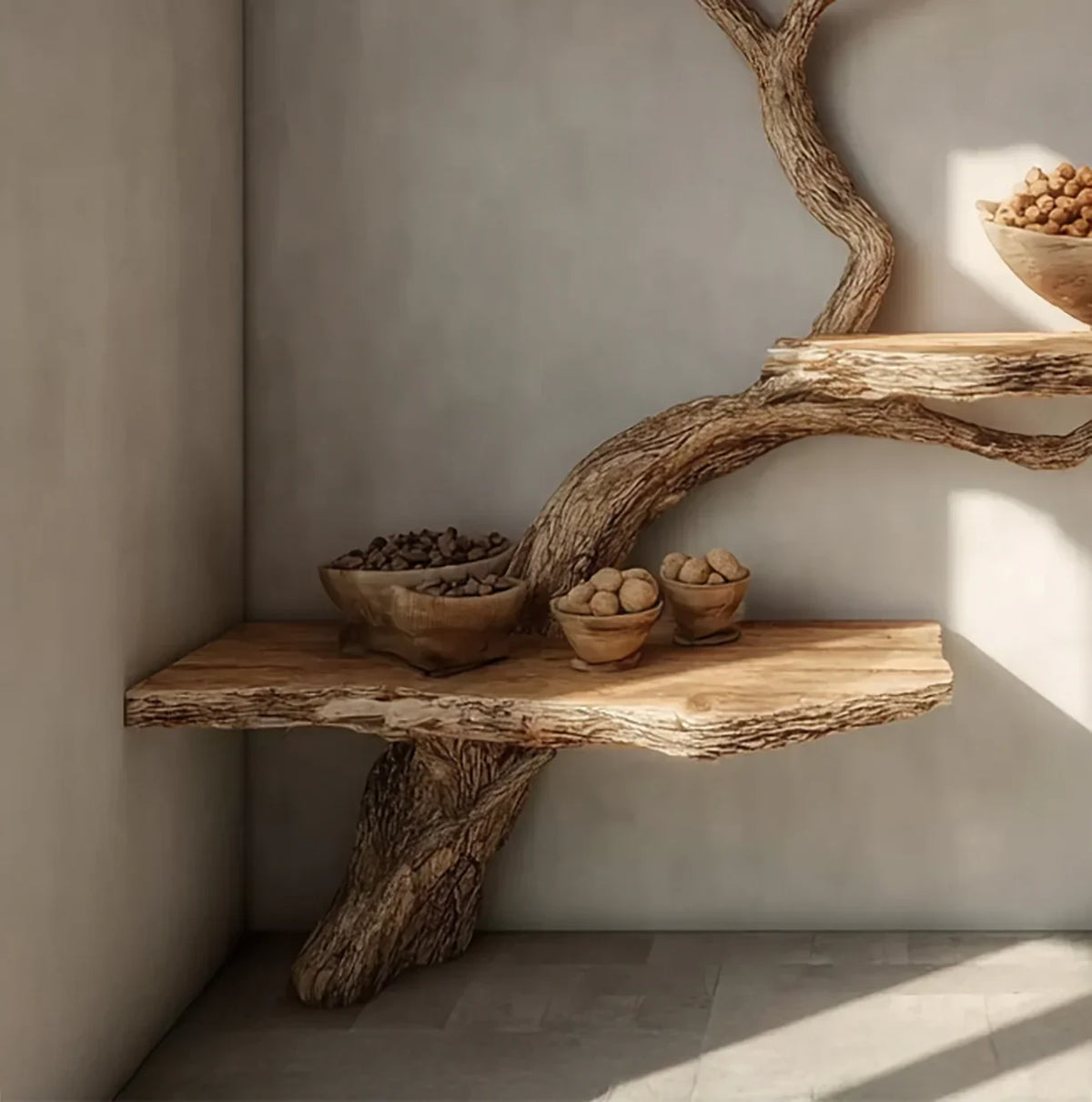 Rustic Driftwood Tree Branch Floating Shelf - Image 4