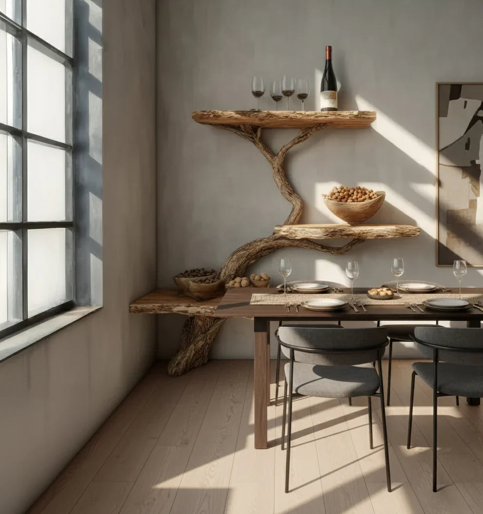 Rustic Driftwood Tree Branch Floating Shelf - Image 5