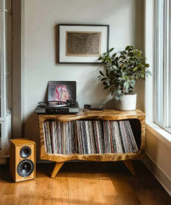 Handcrafted Wooden Record Player Stand