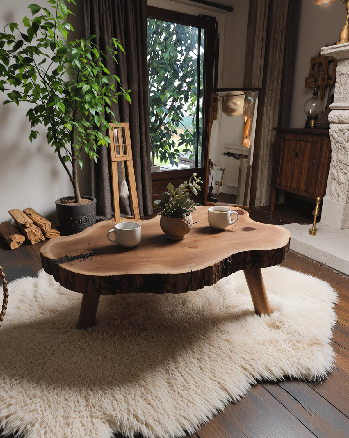 Sculptural Solid Wood Coffee Table - Image 5