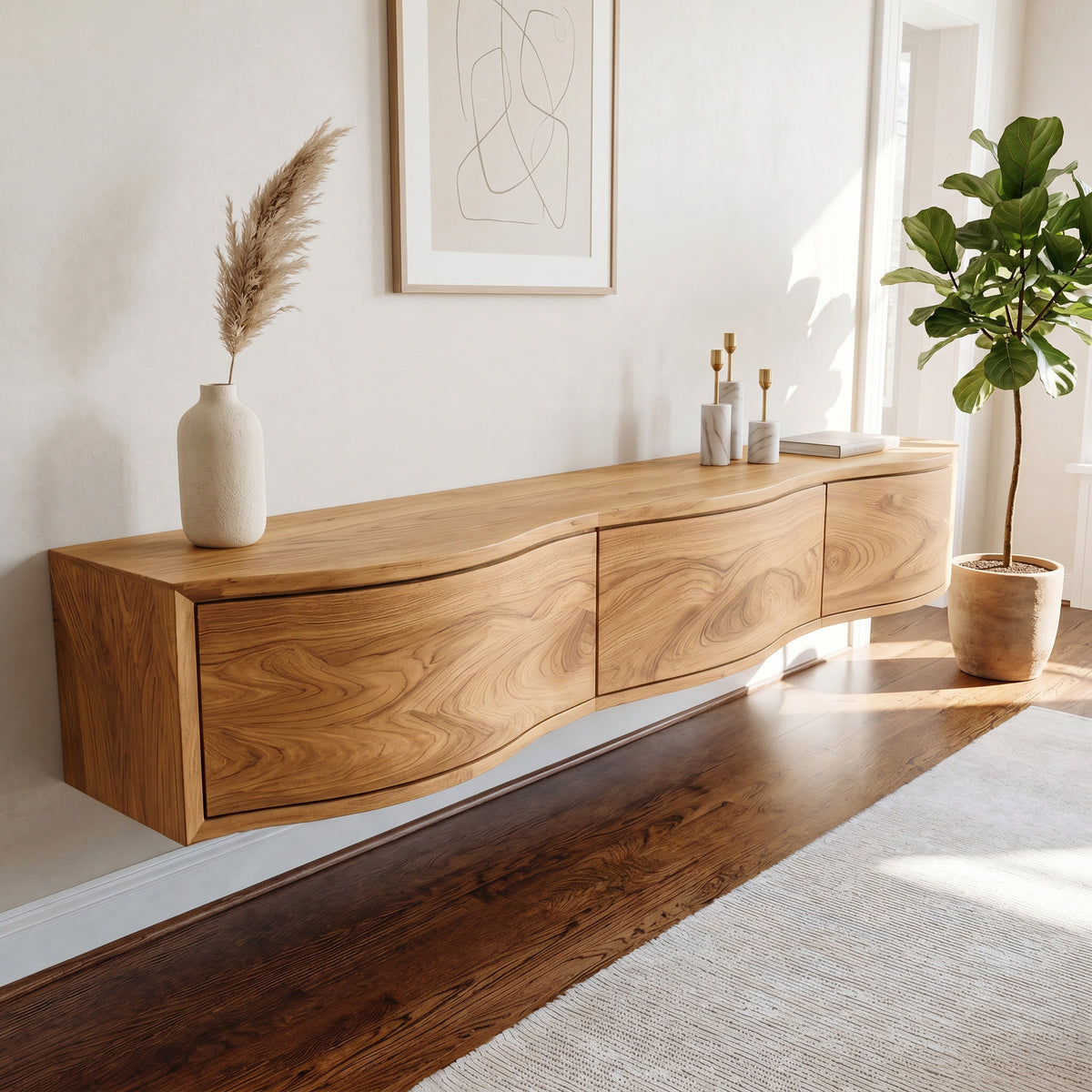 Modern Floating TV Shelf For Holiday Decoration - Image 3