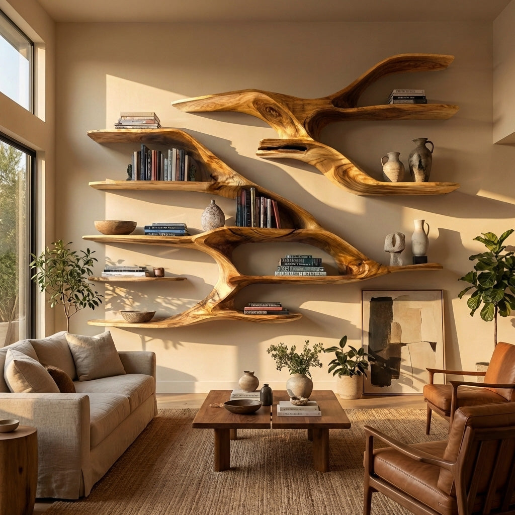 Contemporary Wooden Wall Shelf For Living Room Decor - Image 5