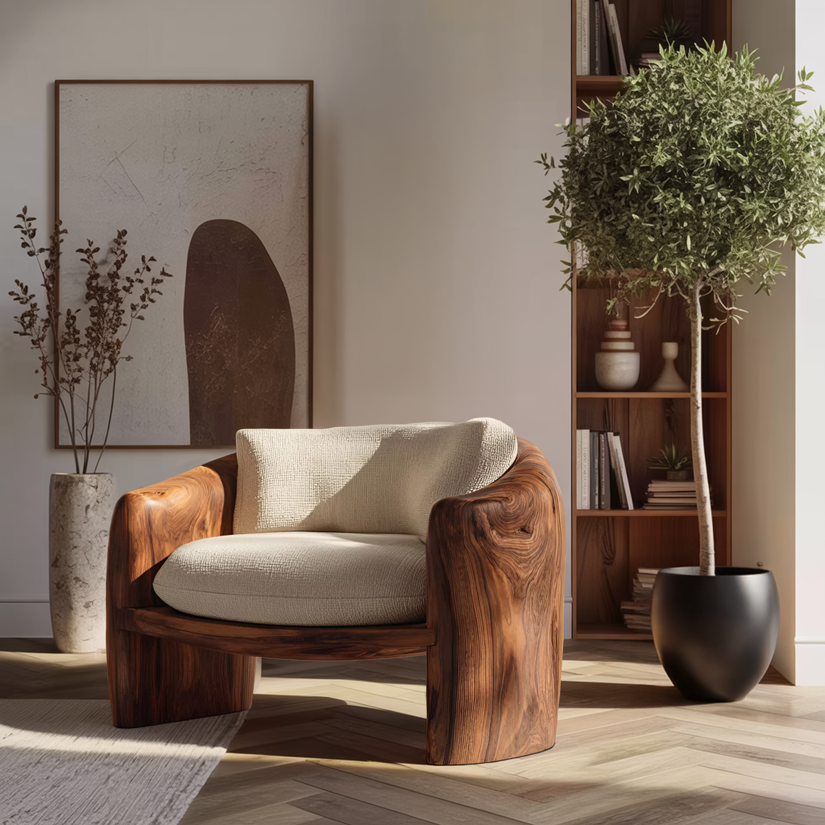 Modern Organic Lounge Chair Sculptural Form For Living Room - Image 2