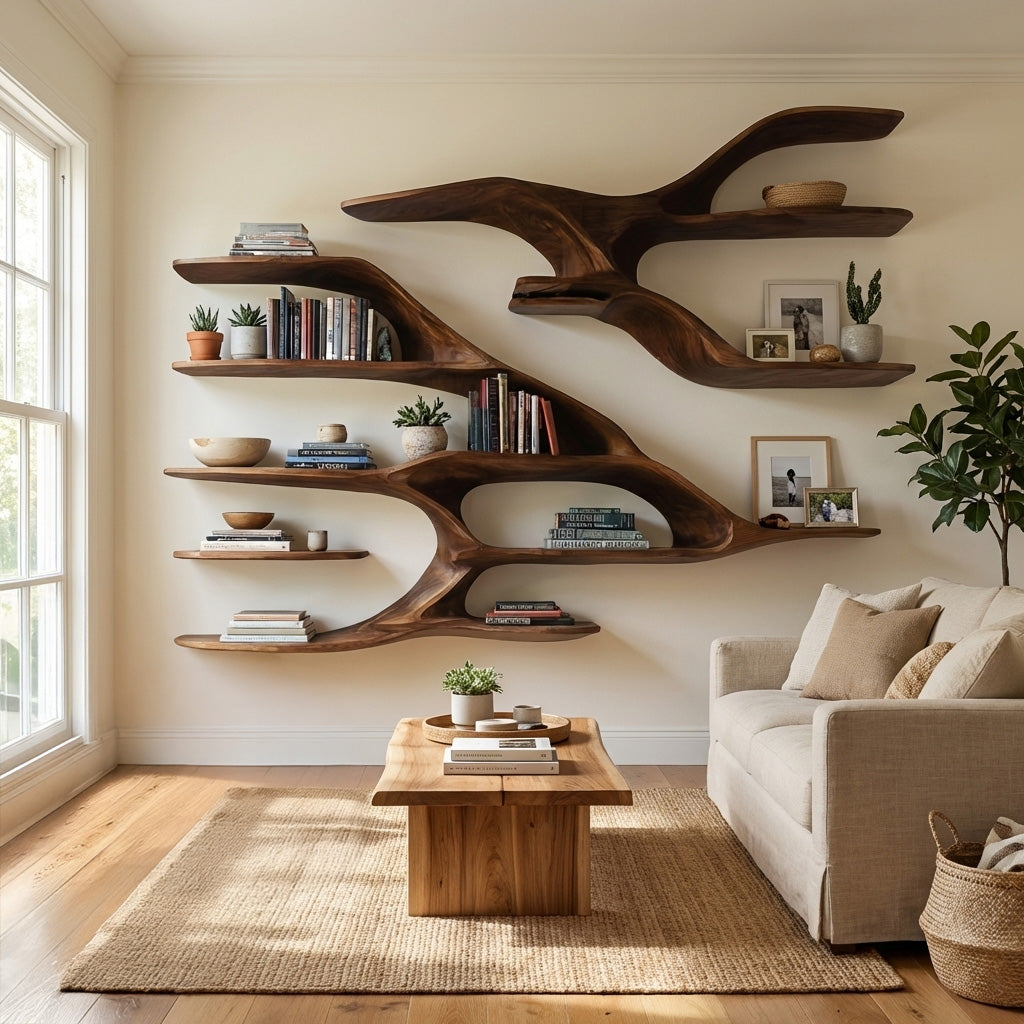 Contemporary Wooden Wall Shelf For Living Room Decor - Image 6