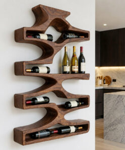 Contemporary Wall Wine Storage Natural Wood For Dining Room