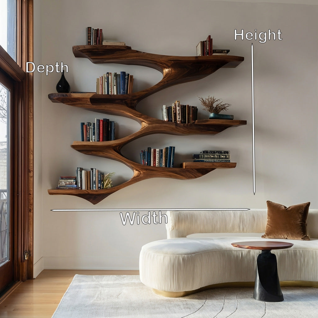 Mid Century Wooden Wall Shelf For Living Room Space - Image 8
