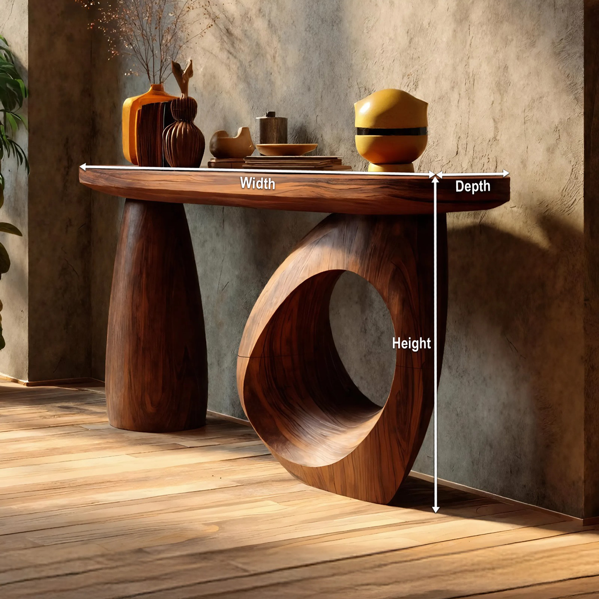 Mid Century Sculptural Live Edge Console Table For Luxury Entryway - Image 8