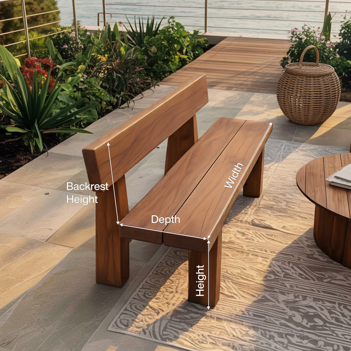 Minimalist Outdoor Garden Bench For Patio Balcony Courtyard - Image 8