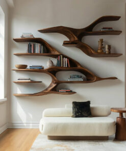 Contemporary Wooden Wall Shelf For Living Room Decor