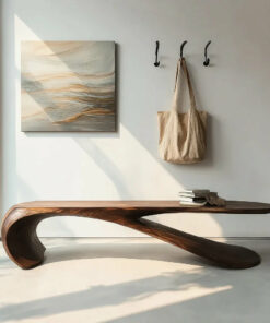 Handcrafted Sculptural Wood Bench