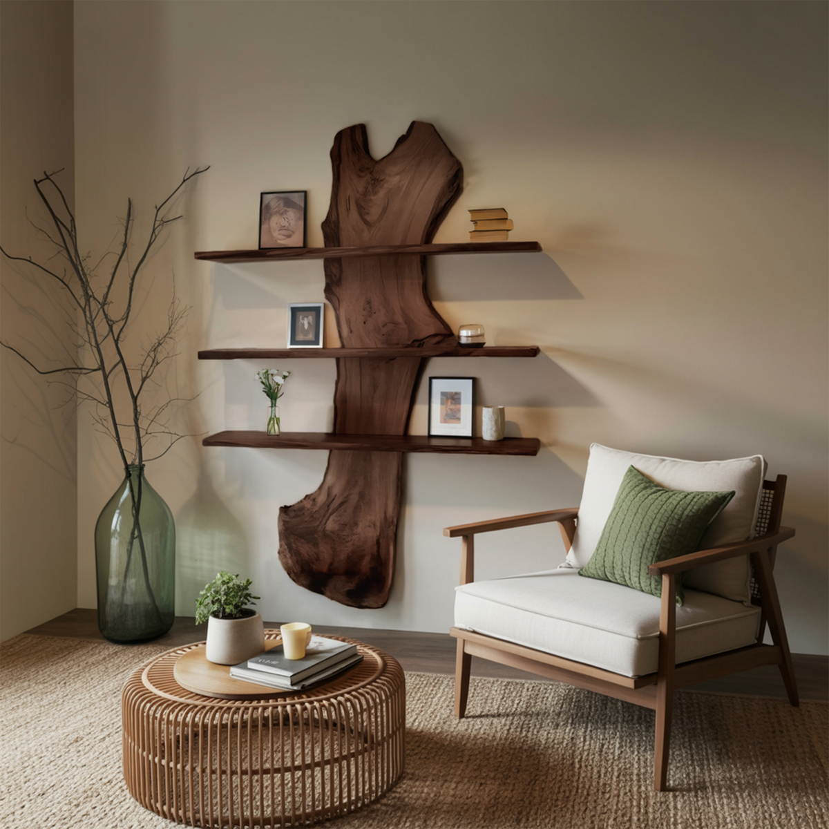 Rustic Live Edge Wall Shelf For Modern Living Room And Entryway - Image 7