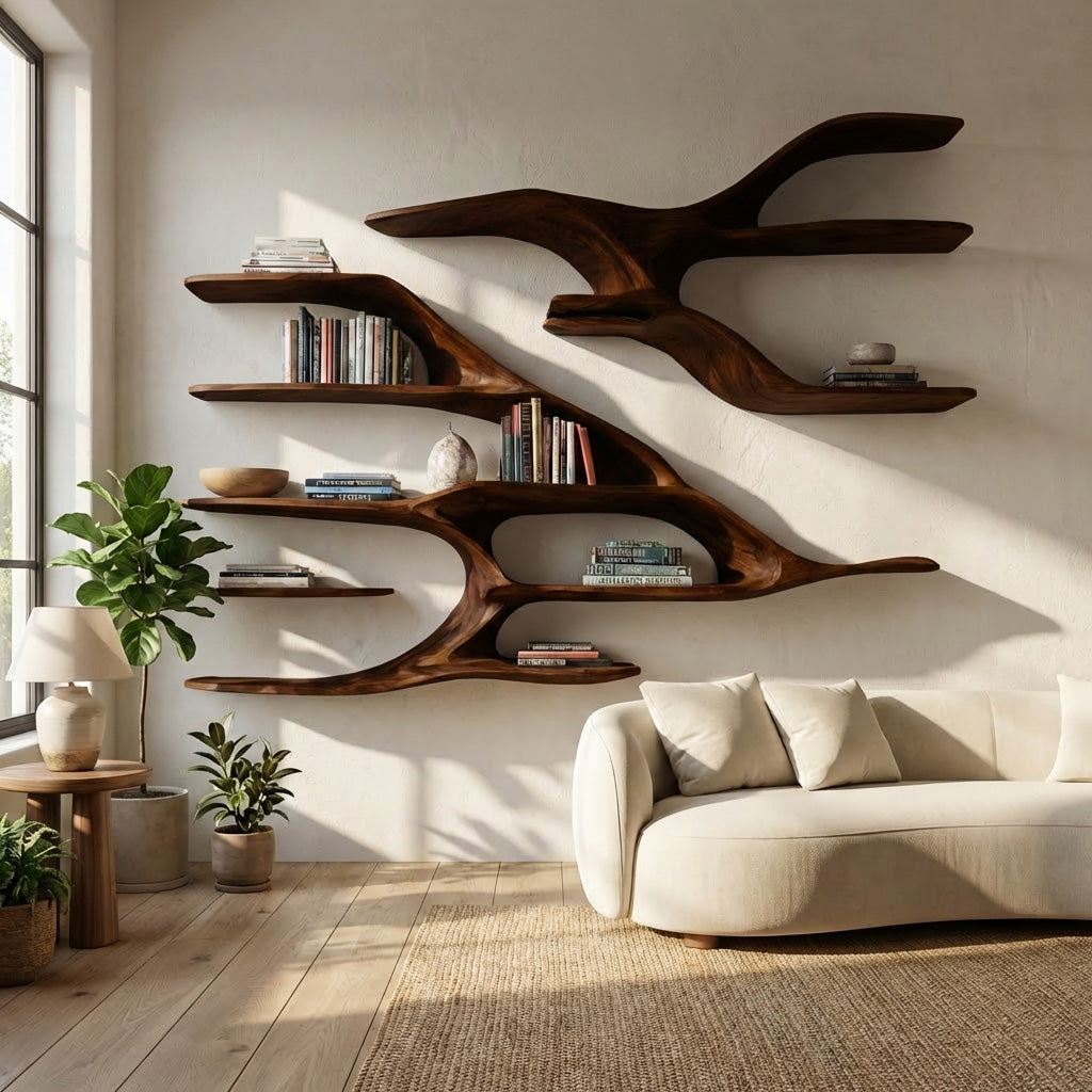 Contemporary Wooden Wall Shelf For Living Room Decor - Image 7