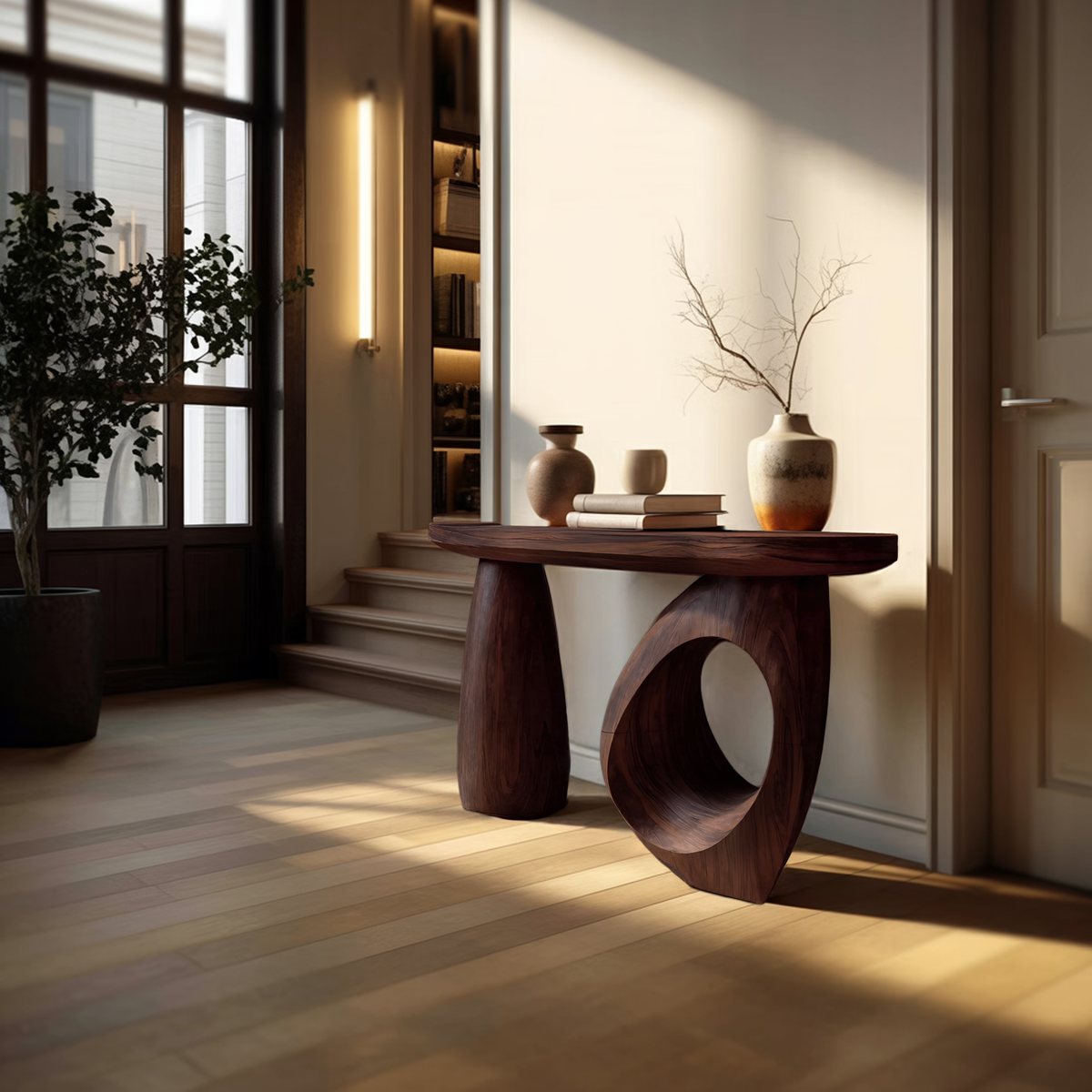 Mid Century Sculptural Live Edge Console Table For Luxury Entryway - Image 7