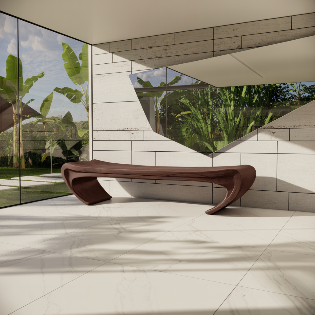 Modern Sculptural Wood Bench For Entryway Or Living Room - Image 7