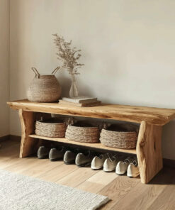 Live Edge Wooden Entryway Bench