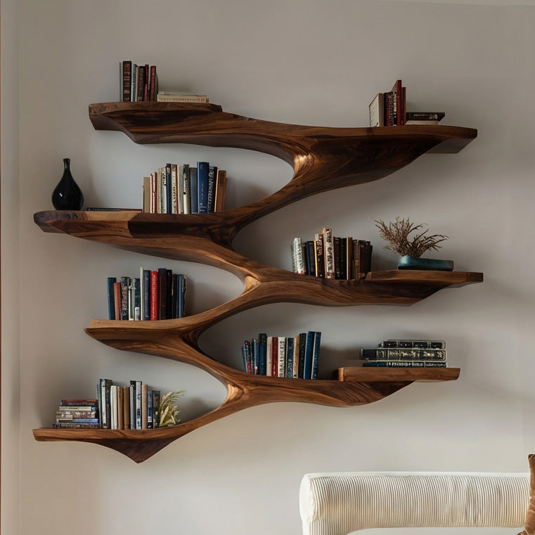 Mid Century Wooden Wall Shelf For Living Room Space - Image 3